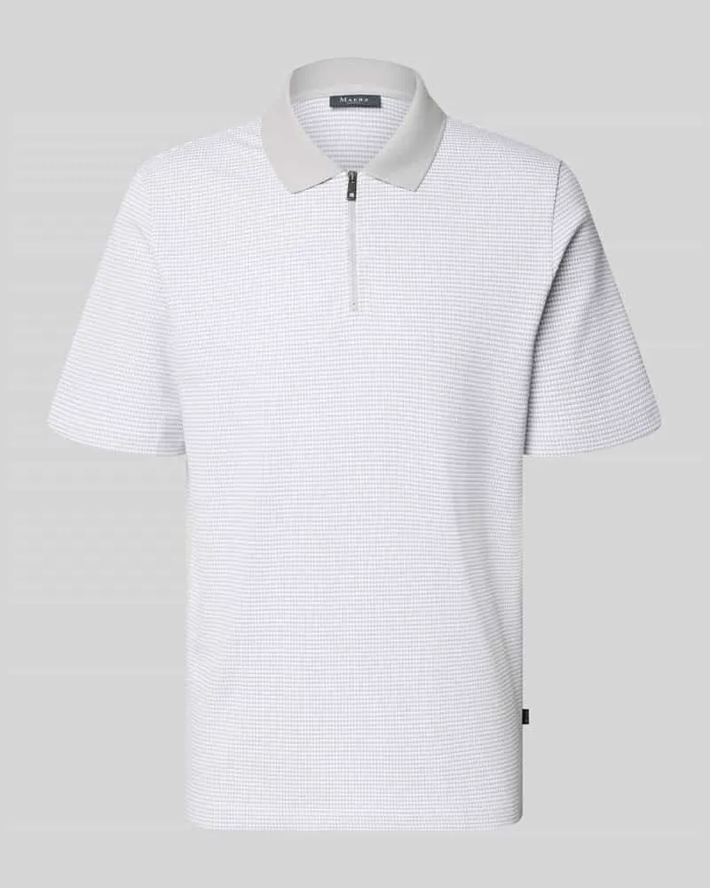Maerz Regular Fit Poloshirt mit Reißverschluss Silber