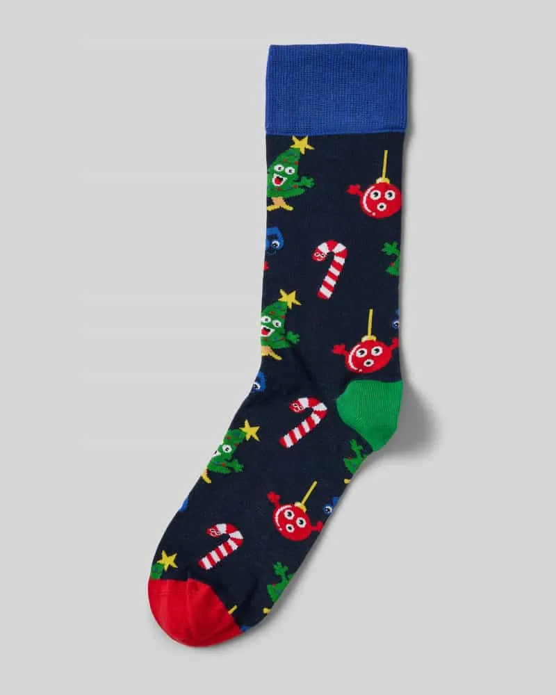 DillySocks Socken mit Motiv-Stitching Modell 'Christmas Choir Marine