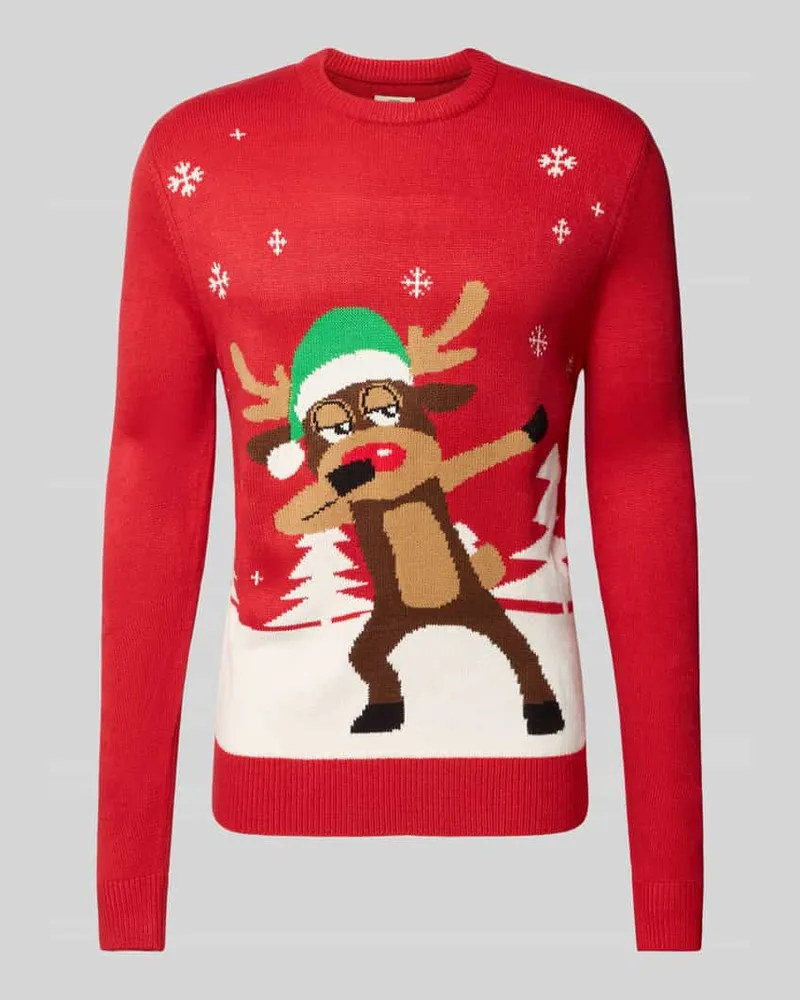 MONTEGO Slim Fit Pullover in Strick-Optik Rot