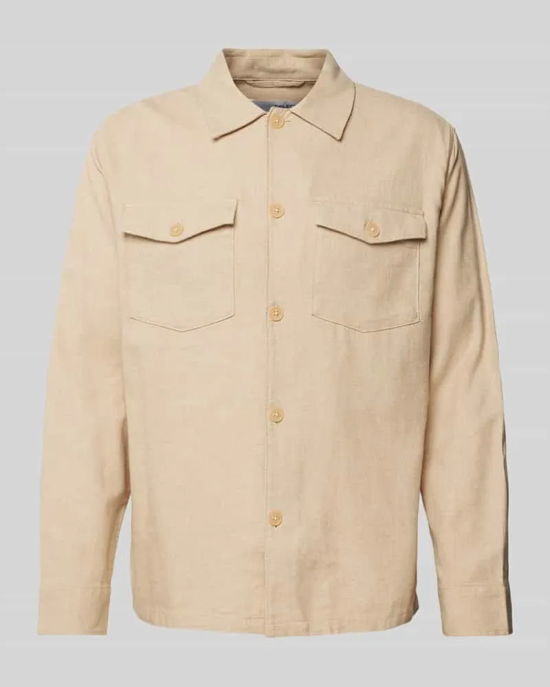 Selected Homme Overshirt mit Leinen-Anteil Modell 'BRODY Sand