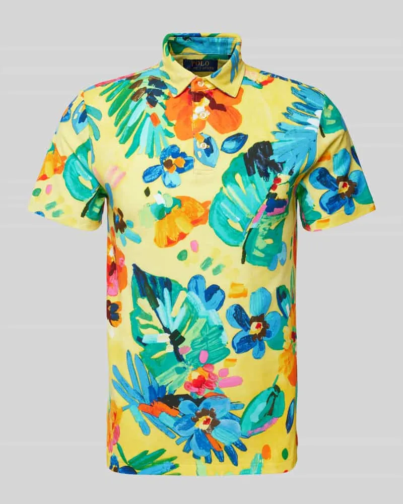 Ralph Lauren Slim Fit Poloshirt mit Allover-Muster Gelb