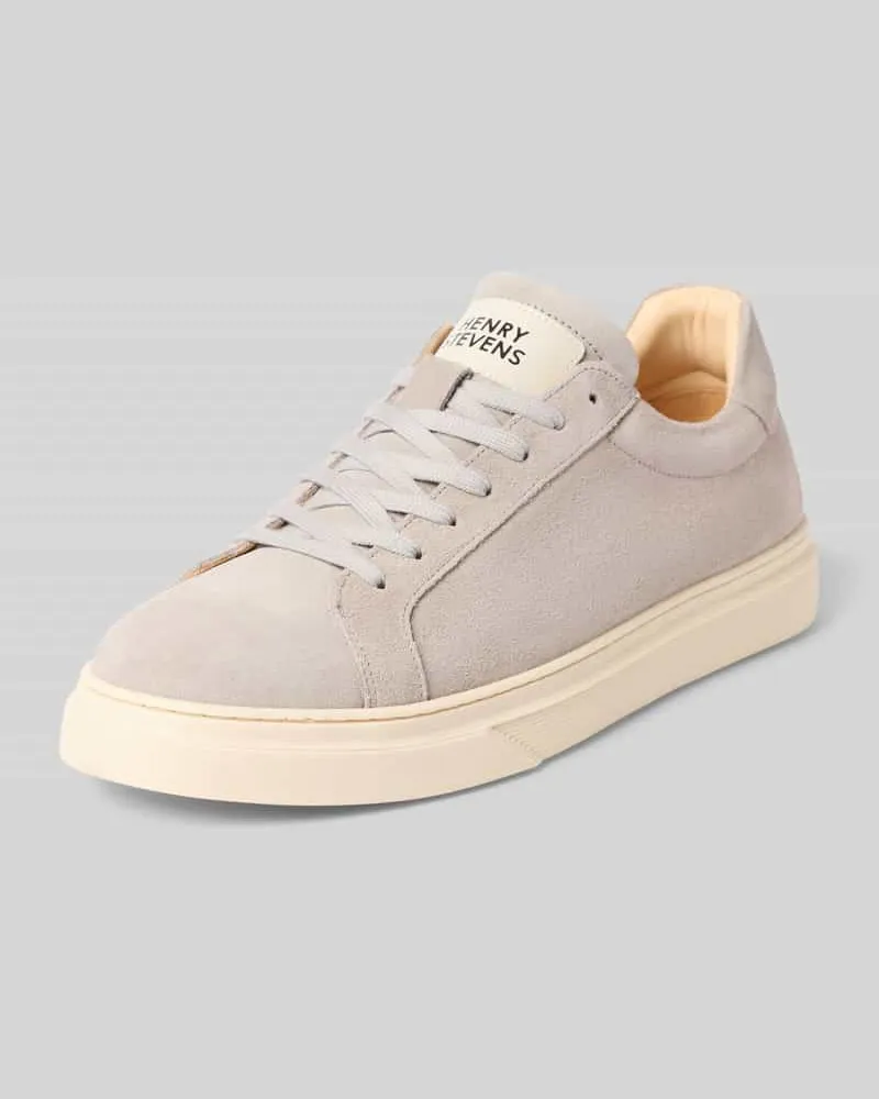 Henry Stevens Sneaker aus Leder mit Label-Detail Modell 'Travis Hellgrau