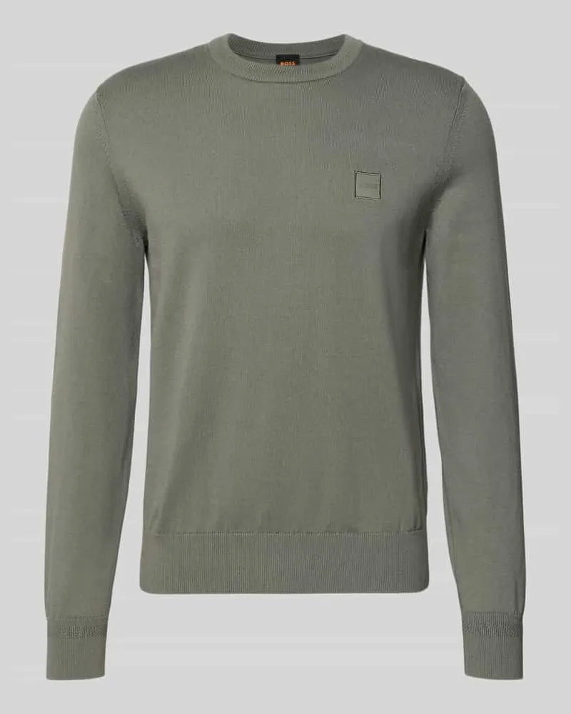 HUGO BOSS Regular Fit Strickpullover aus Baumwoll-Kaschmir-Mix Modell 'KANOVANO_S Oliv