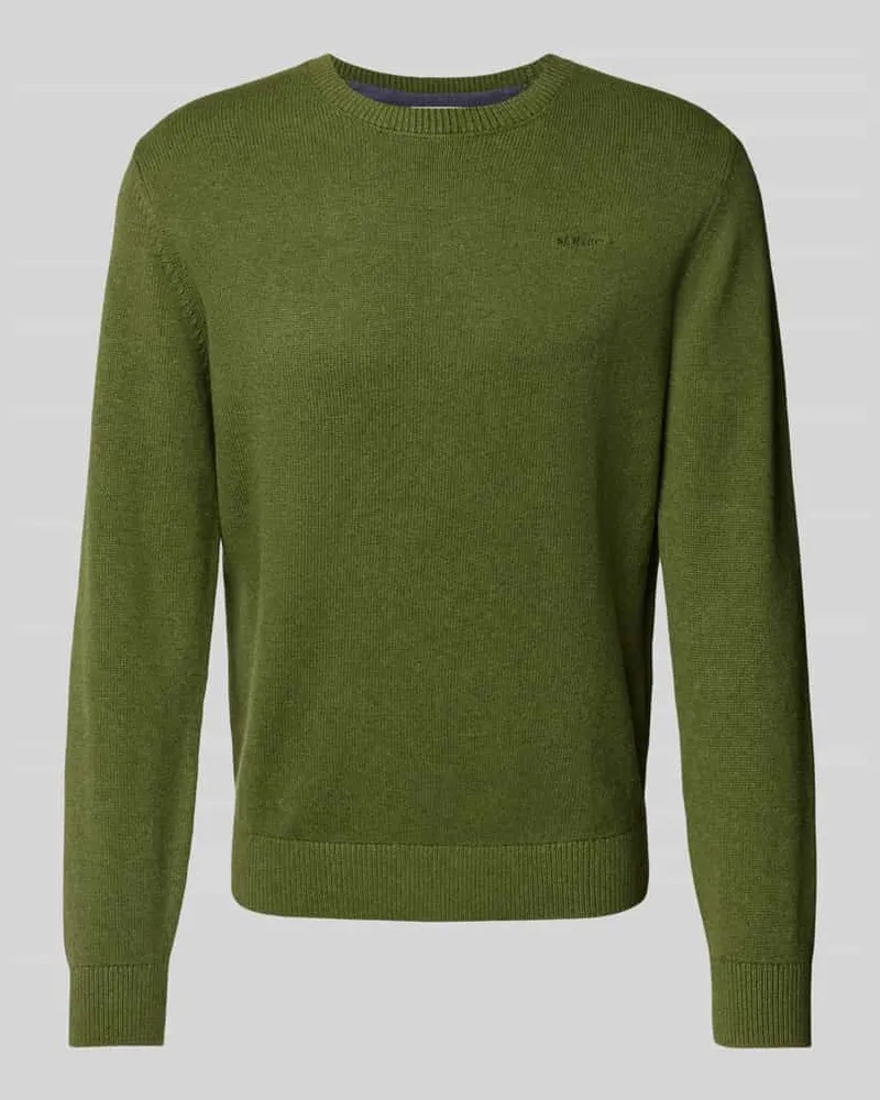 S.Oliver Regular Fit Strickpullover aus reiner Baumwolle mit Label-Stitching 