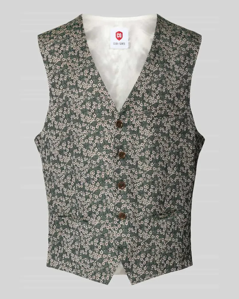 CG Weste mit Leistentaschen und V-Ausschnitt Gruen