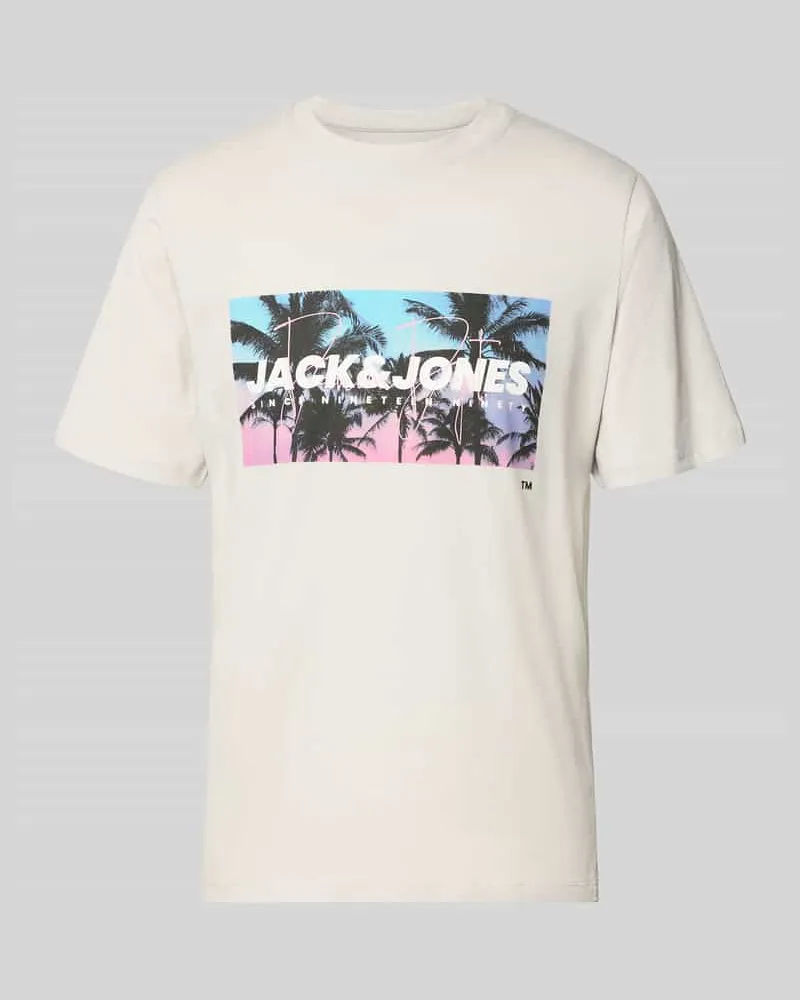 Jack & Jones T-Shirt mit Label-Print Modell 'INDIANA Stein