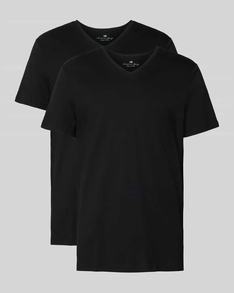 Christian Berg T-Shirt aus reiner Baumwolle im 2er-Pack Black
