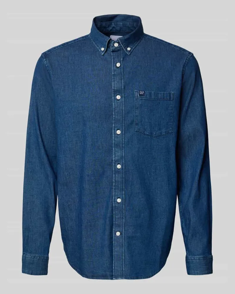 GAP Regular Fit Jeanshemd mit Button-Down-Kragen Dunkelblau