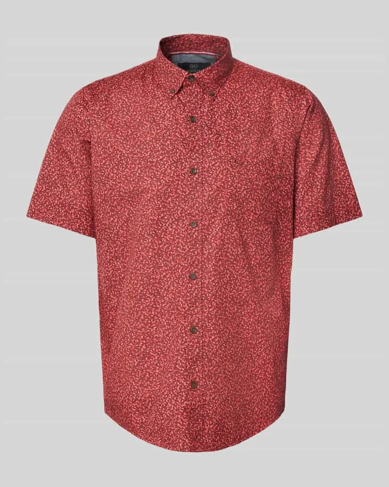 Lerros Regular Fit Freizeithemd mit Label-Stitching Rot