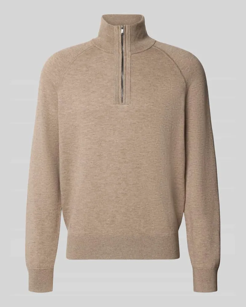 HUGO BOSS Pullover aus Wolle mit Troyerkragen Modell 'H-Fabio Taupe