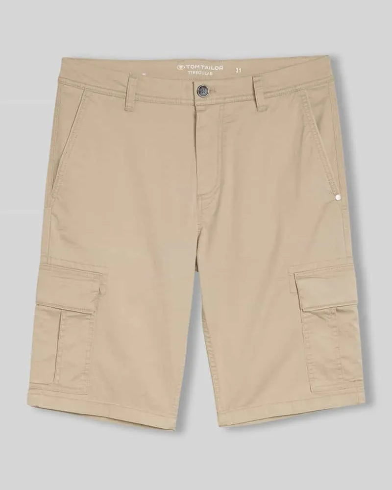 Tom Tailor Regular Fit Cargoshorts aus Baumwoll-Mix Beige