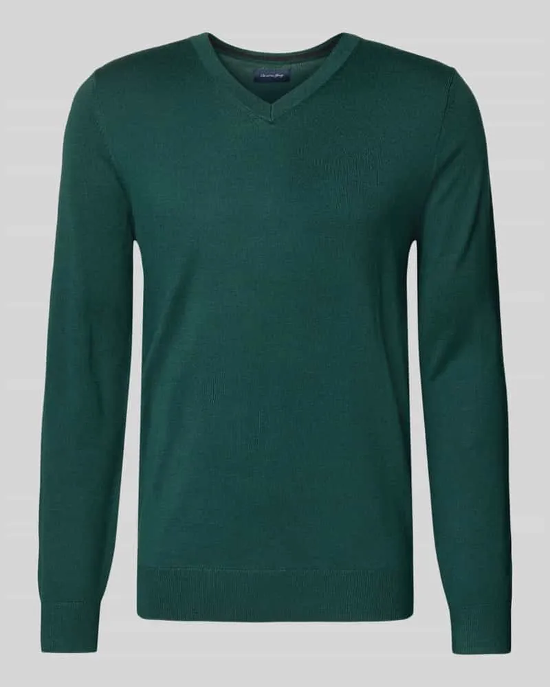 Christian Berg Strickpullover aus Woll-Mix mit V-Ausschnitt 