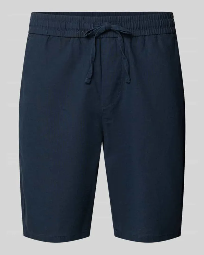 Only & Sons Regular Fit Bermudas aus Baumwoll-Leinen-Mix Modell 'LINUS Dunkelblau