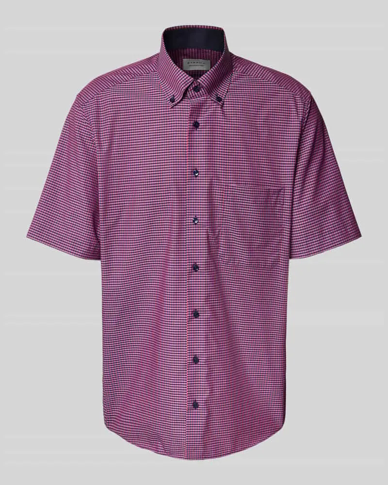 Eterna Comfort Fit Kurzarmhemd mit Knopfleiste Violett