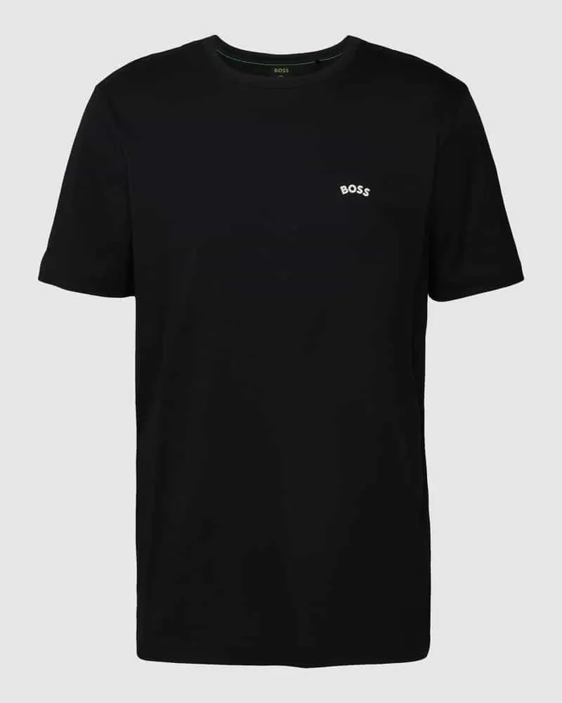 HUGO BOSS T-Shirt mit Label-Schriftzug Modell 'Tee Curved Dunkelblau
