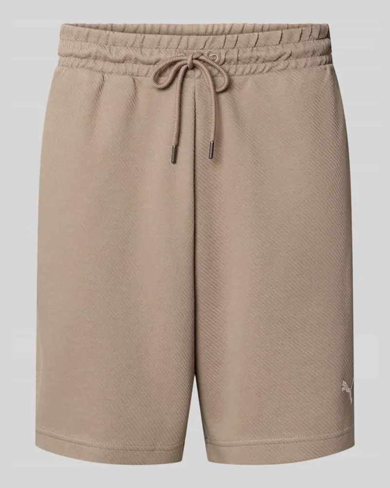 Puma Relaxed Fit Sweatshorts aus Baumwoll-Mix 'ESS ELEVATED Schlamm