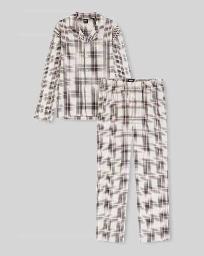 HUGO BOSS Pyjama-Set mit Logo-Detail im 2-teiligen Set Offwhite