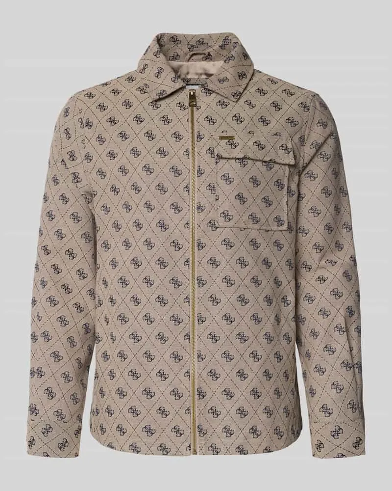 Guess Regular Fit Jacke mit Brusttasche Beige