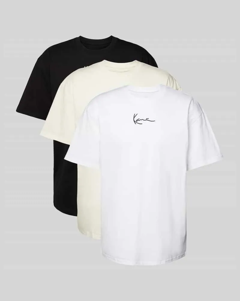 Karl Kani T-Shirt mit Label-Stitching im 3er-Pack Weiss