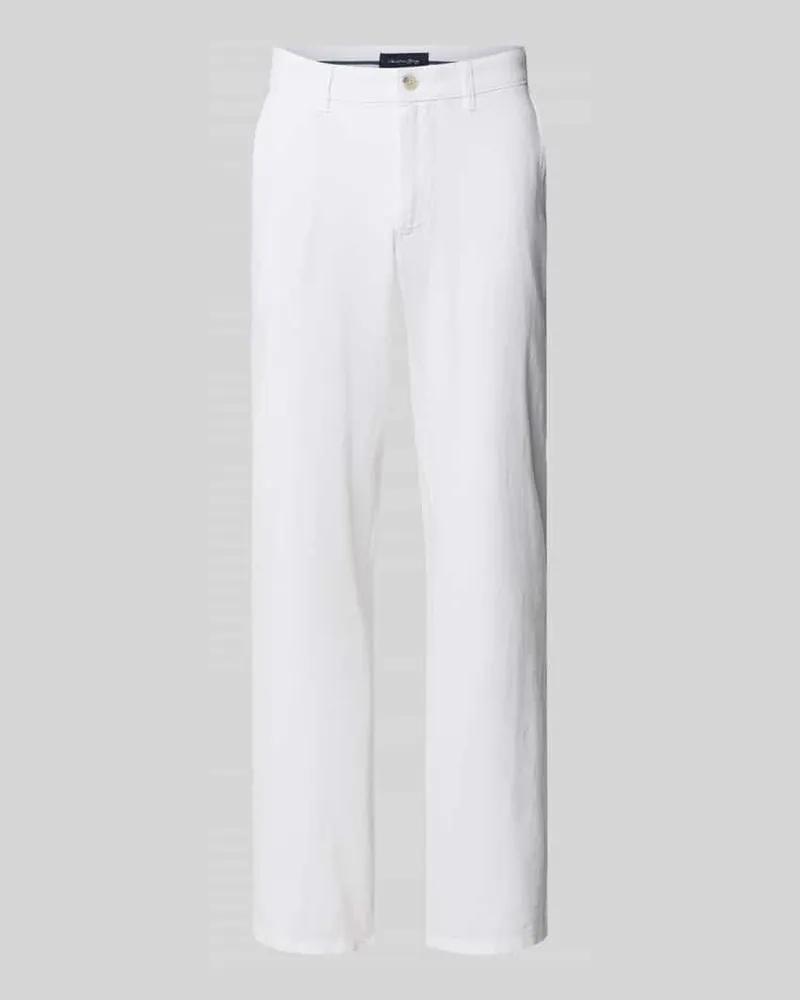 Christian Berg Hose aus Leinen-Viskose-Mix mit Eingrifftaschen Weiss