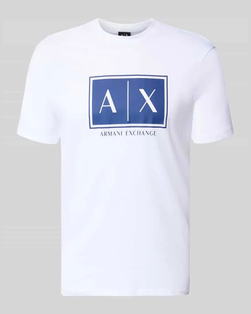 Armani Exchange T-Shirt mit Logo und Rundhalsausschnitt Offwhite