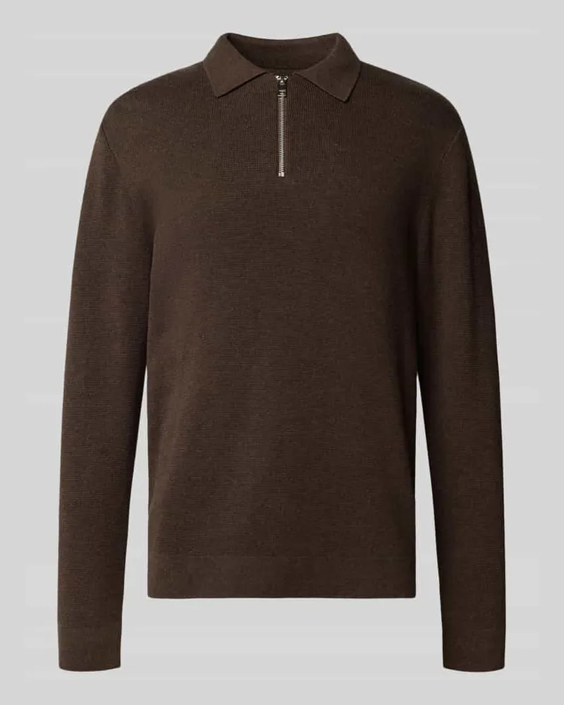 Jack & Jones Strickpullover mit gerippten Abschlüssen Modell 'MILANO Dunkelbraun