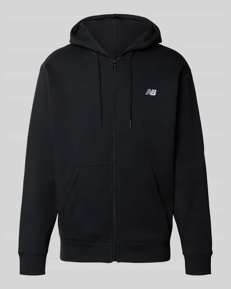 New Balance Sweatjacke mit Känguru-Tasche und Label-Stitching Black