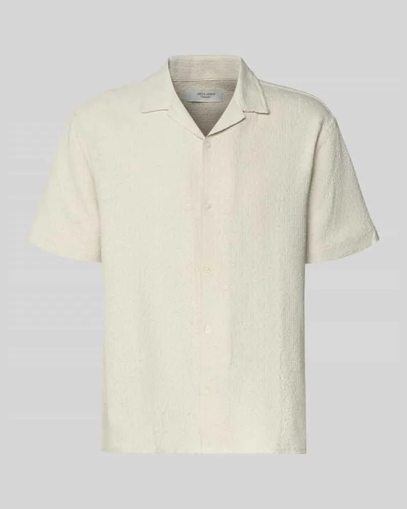 Jack & Jones Regular Fit Freizeithemd im Allover-Look Modell 'MONTAUK Offwhite