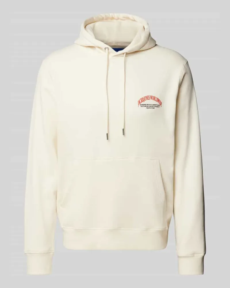 Jack & Jones Hoodie mit Label-Print Offwhite