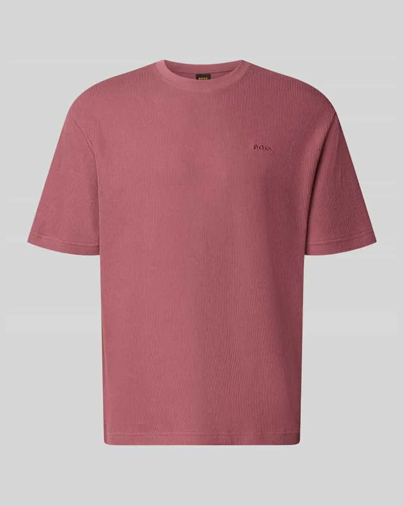 HUGO BOSS Regular Fit T-Shirt aus reiner Baumwolle Modell 'Te_Rib Altrosa
