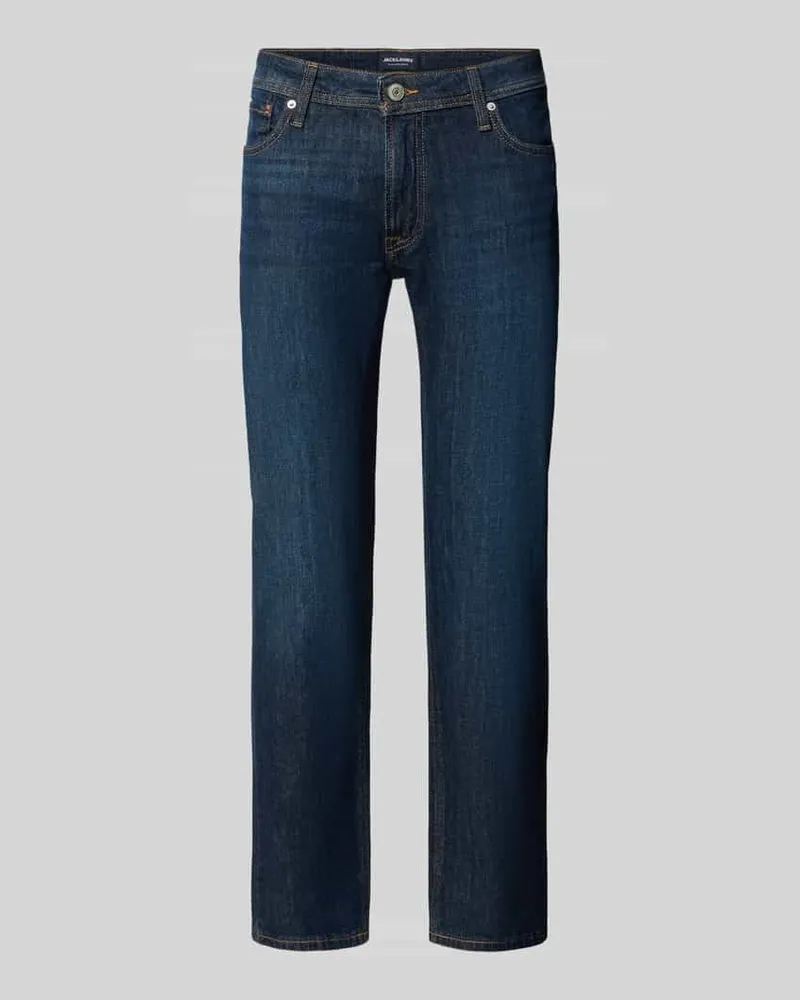 Jack & Jones Wide Fit Jeans aus Baumwoll-Mix Modell 'Clark Jeansblau
