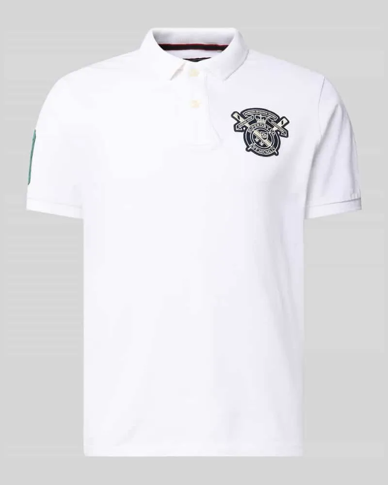 Superdry. Regular Fit Poloshirt mit Label-Patches Weiss