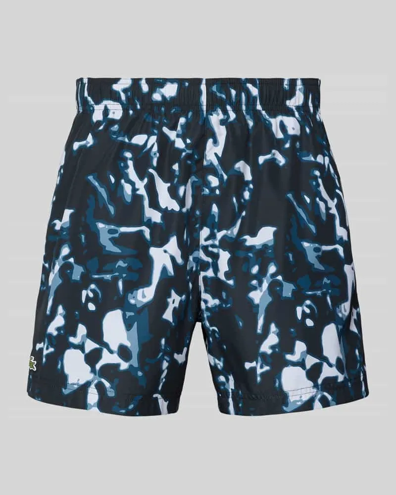 Lacoste Shorts im Allover-Look mit Label-Stitching Dunkelblau