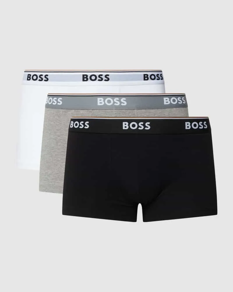 HUGO BOSS Trunks mit elastischem Logo-Bund im 3er-Pack Mittelgrau