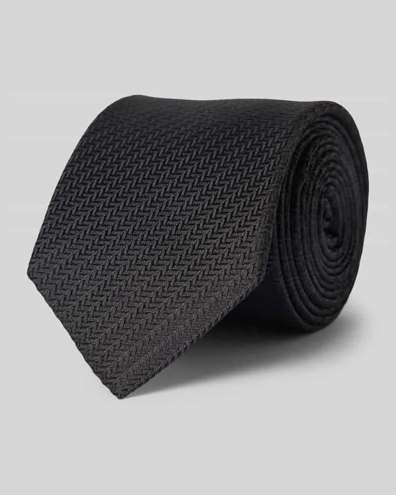 Olymp Seidenkrawatte mit rückseitigem Label-Detail Black