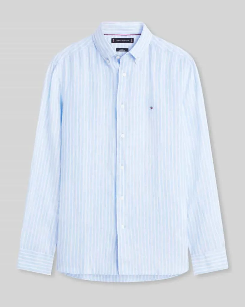 Tommy Hilfiger Regular Fit Freizeithemd aus reinem Leinen Hellblau