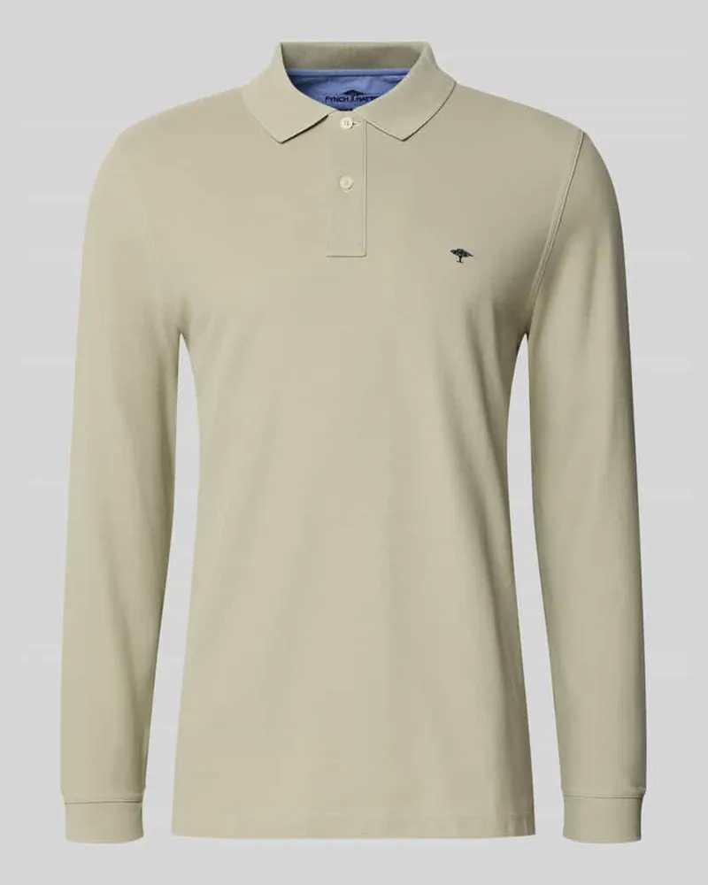 Fynch-Hatton Regular Fit Langarm-Poloshirt mit Label-Stitching Beige