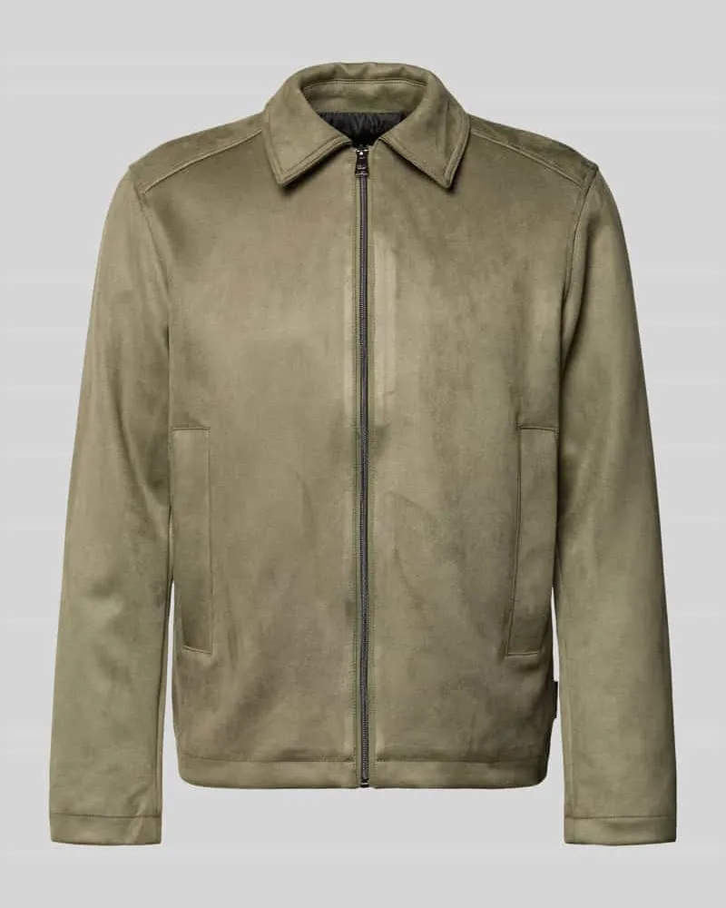 Tom Tailor Regular Fit Jacke in Lederoptik Oliv