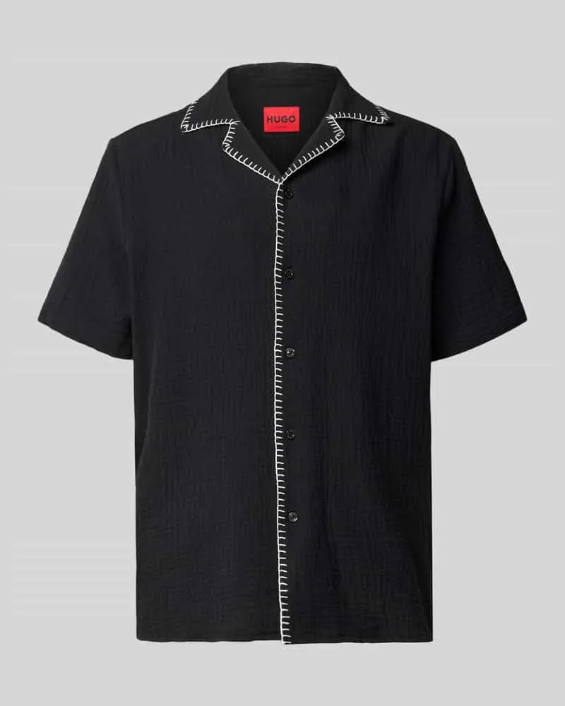 HUGO BOSS Regular Fit Freizeithemd aus reiner Baumwolle Modell 'ELLINO Black
