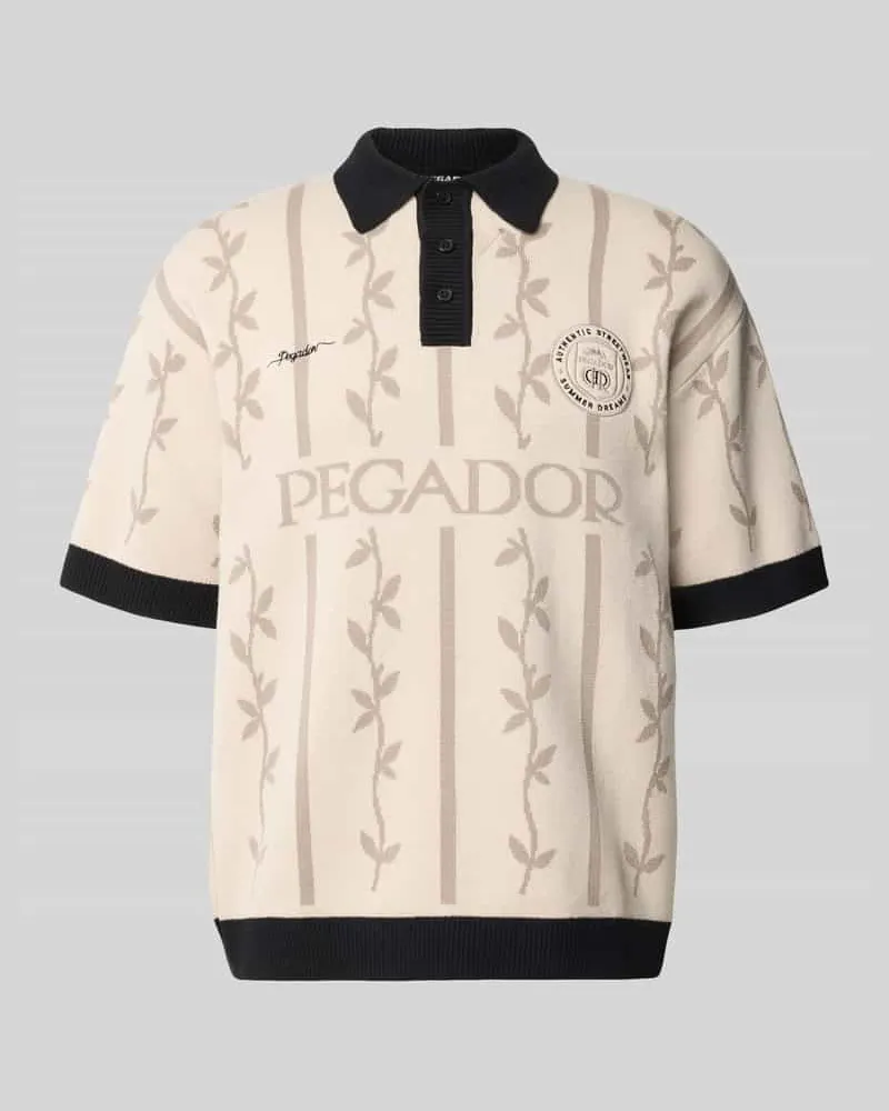 PEGADOR Relaxed Fit Poloshirt mit Logo-Stitchings Modell 'Kinsale Offwhite