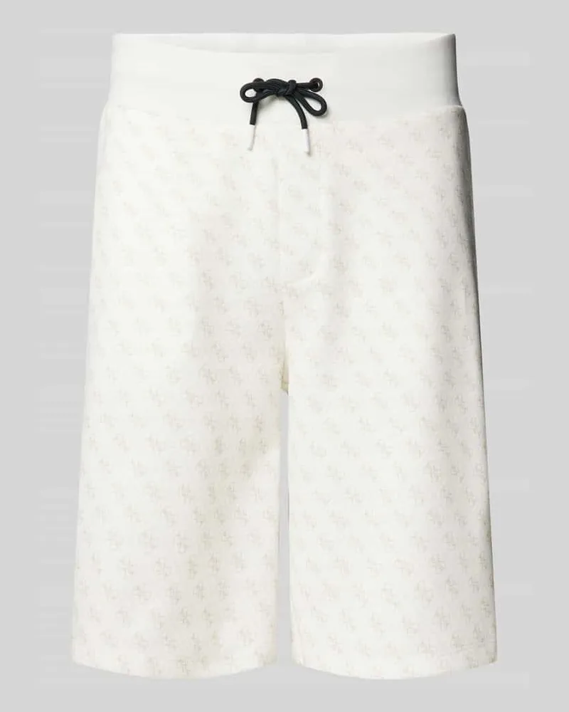 Guess Sweatshorts mit Allover-Logo-Print Modell 'KORBIN Weiss