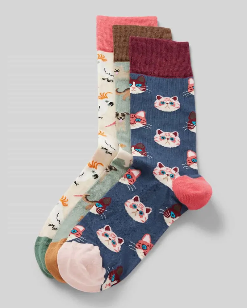 DillySocks Socken mit Motiv-Stitching Modell 'Precious Pets' im 3er-Pack 