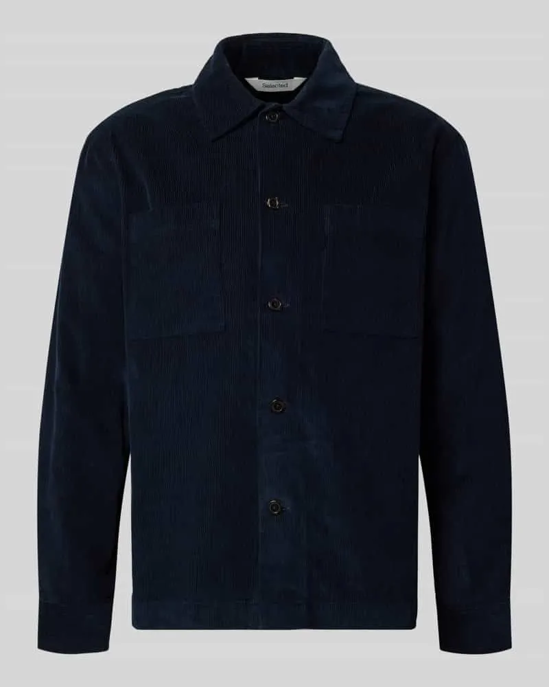 Selected Homme Regular Fit Hemdjacke aus reiner Baumwolle Modell 'REGTATE Dunkelblau