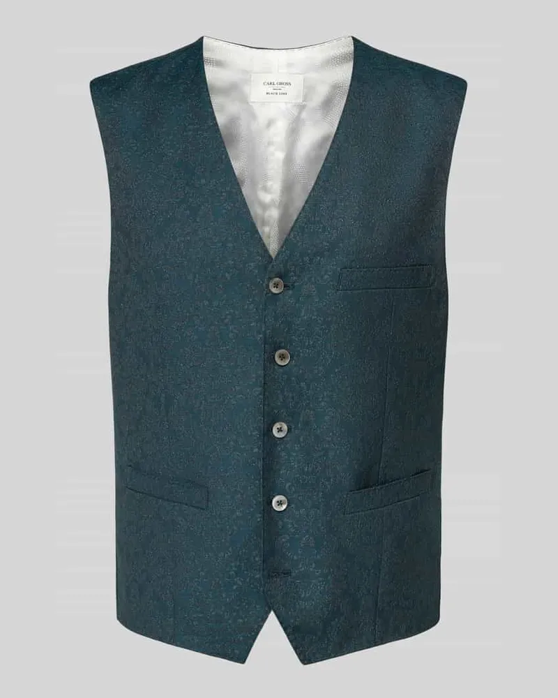 Carl Gross Regular Fit Weste mit Schurwoll-Anteil Modell 'Waldo Petrol