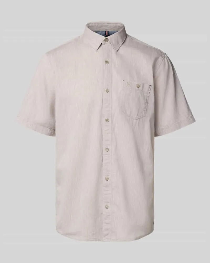 Lerros Regular Fit Freizeithemd aus Baumwoll-Leinen-Mix Beige