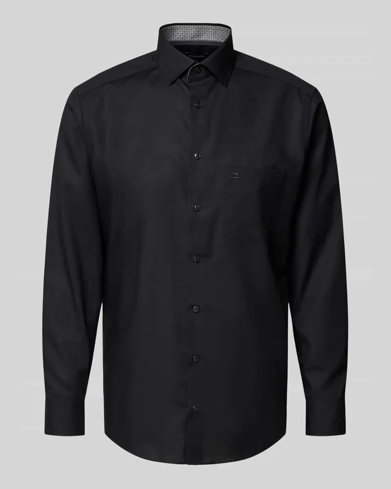 Olymp Regular Fit Business Hemd aus reiner Baumwolle mit Kentkragen Black