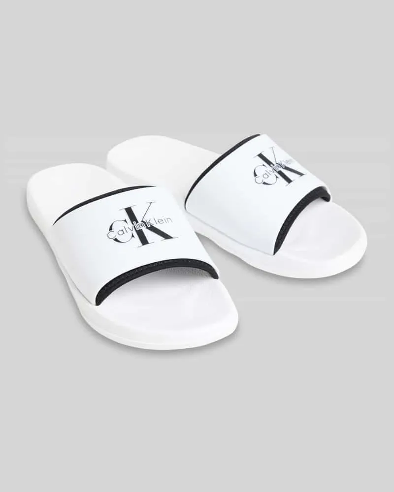 Calvin Klein Badeschuhe mit Logo Print Weiss