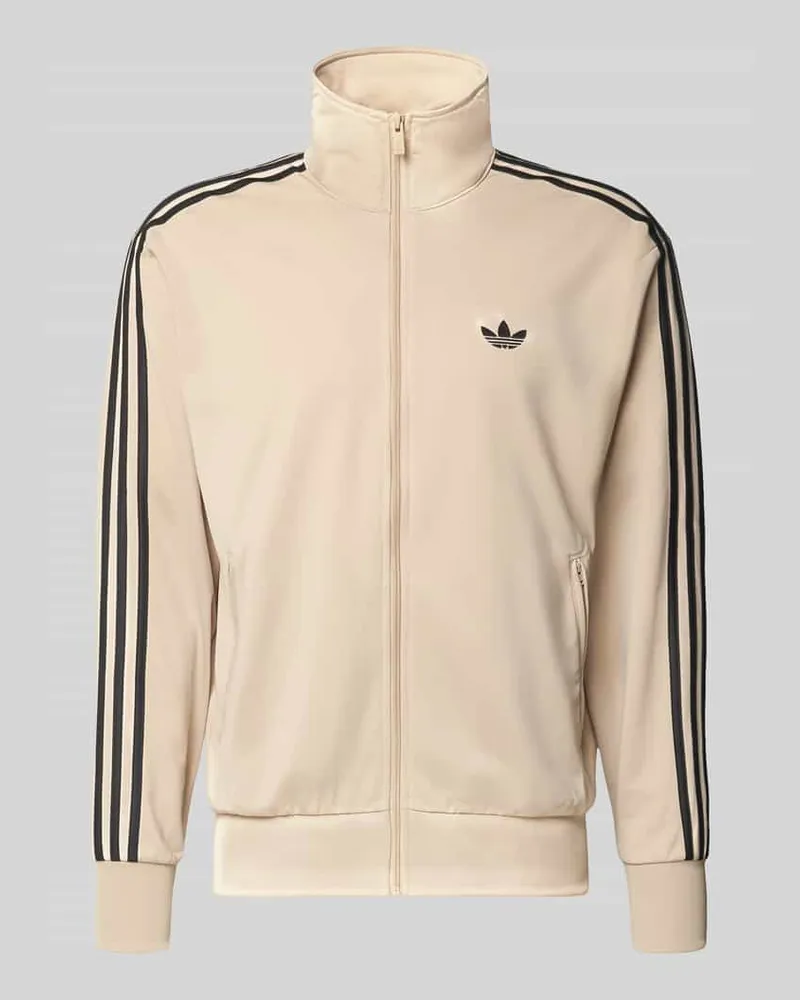 adidas Regular Fit Sweatjacke mit Reißverschlusstaschen Modell 'FIREBIRD Beige