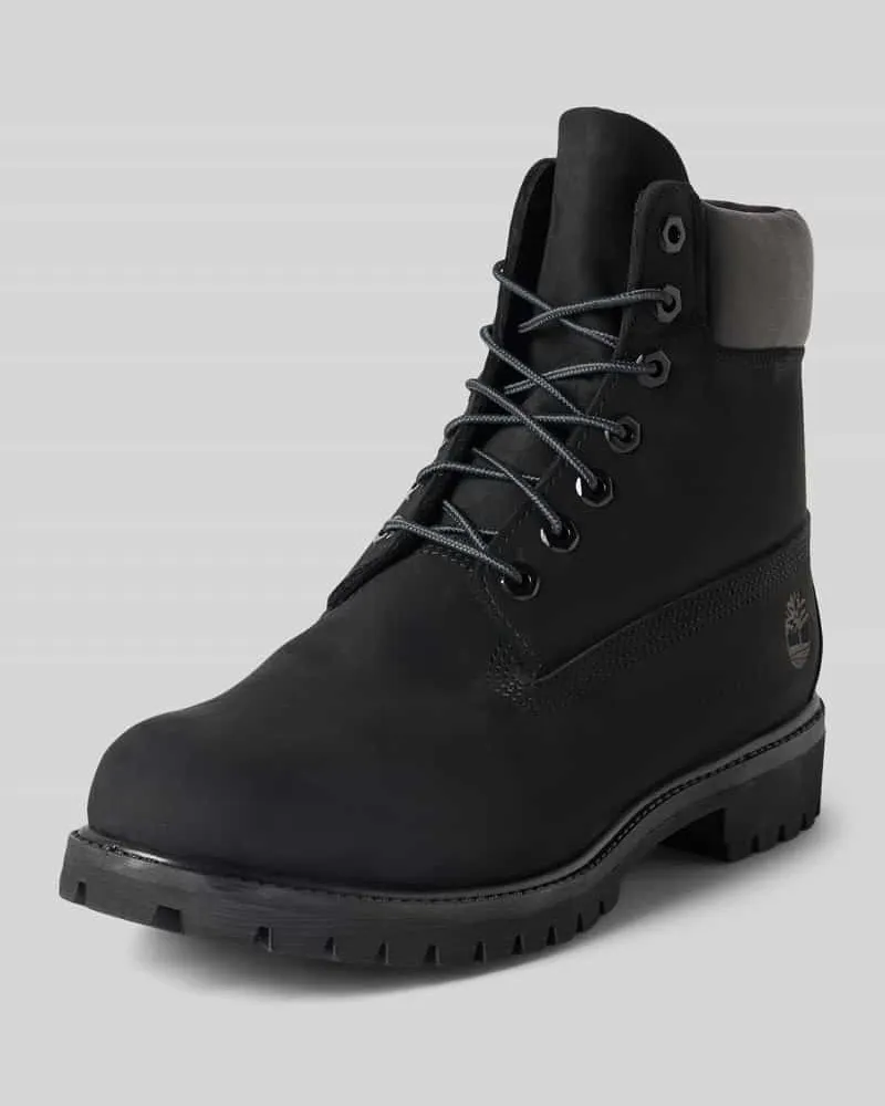 Timberland Boots aus echtem Leder mit Logo-Detail Black
