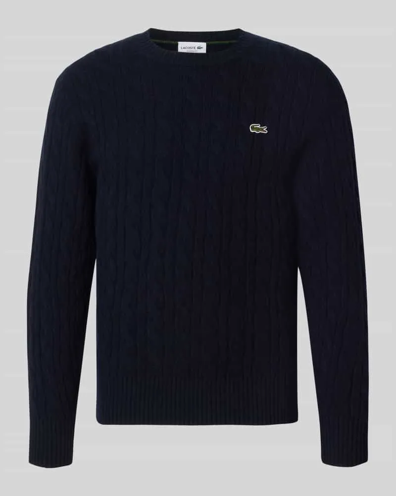 Lacoste Regular Fit Pullover aus reiner Wolle Dunkelblau